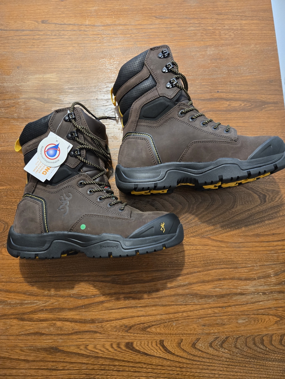 Browning Brown and Black  Work Boots with Yellow Accents Size 6 Women's / 8 Mens